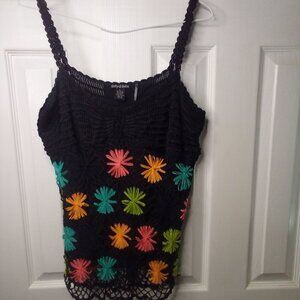 Gaby & Eden Shirt Women L Crochet Cottagecore Boho Sleeveless Colorful